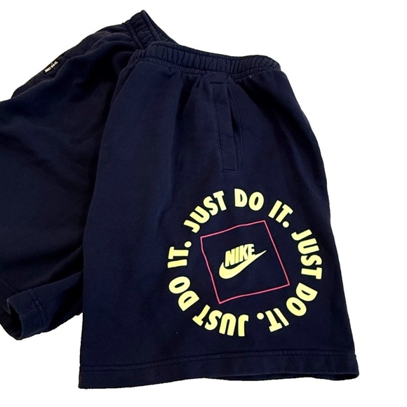 NIKE "Just Do It" Logo Men's Fleece Sweat Shorts; Navy Blue; Size XL - Picture 7 of 7